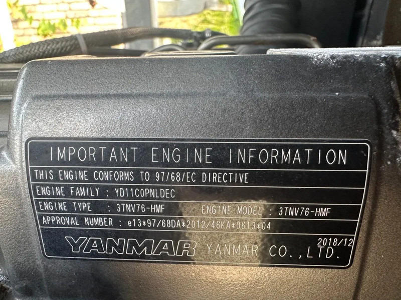 Yanmar 3TNV76-HMF 20 kW / 27 PK Diesel Motor 2020 - Motor para Equipamento de movimentação: foto 3 Yanmar 3TNV76-HMF 20 kW / 27 PK Diesel Motor 2020 - Motor para Equipamento de movimentação: foto 3