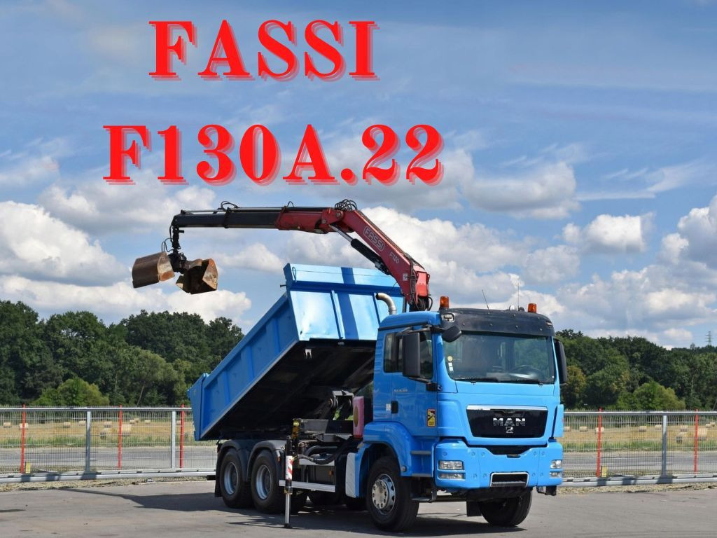 MAN TGS 26.400 Kipper 4,60m*PK F130A.22 + FUNK/6x4 MAN TGS 26.400 Kipper 4,60m*FASSI F130A.22 +FUNK/6x4 - Camião basculante, Camião grua: foto 1 MAN TGS 26.400 Kipper 4,60m*PK F130A.22 + FUNK/6x4 MAN TGS 26.400 Kipper 4,60m*FASSI F130A.22 +FUNK/6x4 - Camião basculante, Camião grua: foto 1