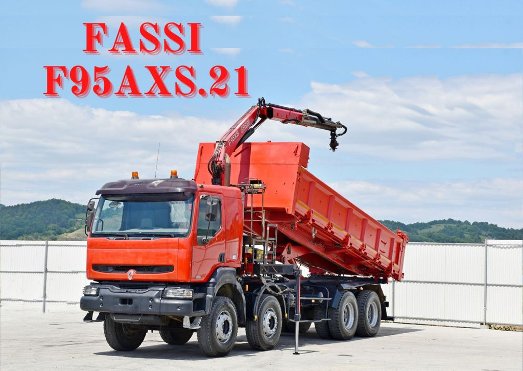 Renault KERAX 420 DCI Kipper 6,30m+FASSI F95AXS.21+FUNK - Camião grua, Camião basculante: foto 1 Renault KERAX 420 DCI Kipper 6,30m+FASSI F95AXS.21+FUNK - Camião grua, Camião basculante: foto 1