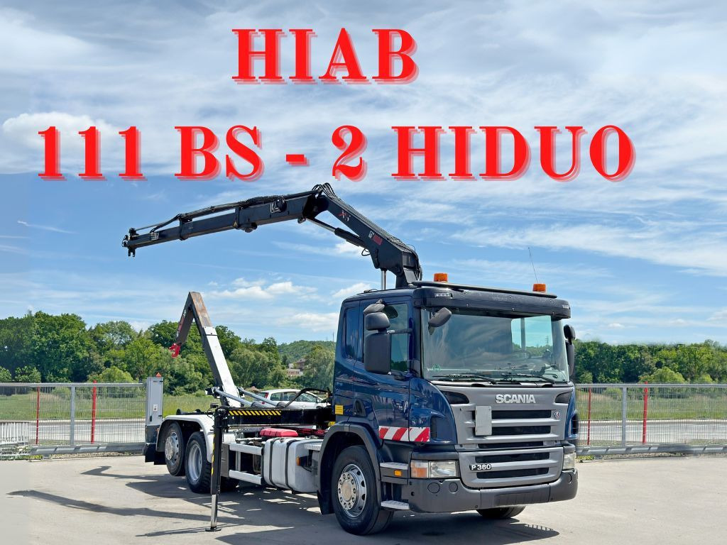Scania P 360 * ABROLLKIPPER * HIAB 111 BS -2 HIDUO/FUNK - Camião polibenne, Camião grua: foto 1 Scania P 360 * ABROLLKIPPER * HIAB 111 BS -2 HIDUO/FUNK - Camião polibenne, Camião grua: foto 1