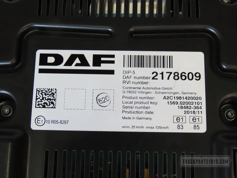 DAF 2178609 Instrumentenpaneel XF 106 - Sistema elétrico para Camião: foto 2 DAF 2178609 Instrumentenpaneel XF 106 - Sistema elétrico para Camião: foto 2