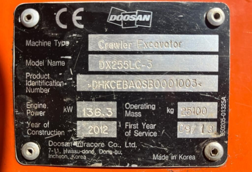 Escavadora de rastos Doosan DX255LC-3: foto 11