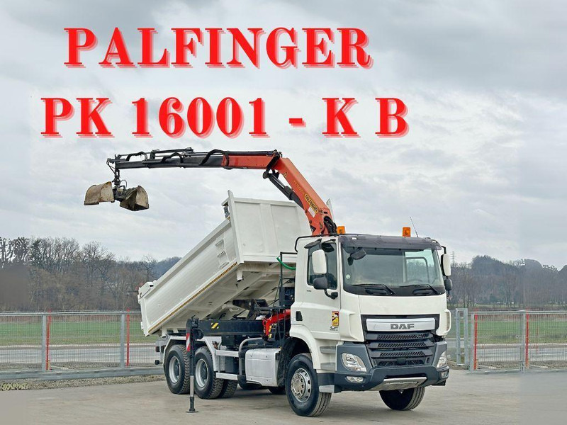 DAF CF 410 * Kipper 4,90 m + PK 16001 - K B * 6x4 - Camião basculante, Camião grua: foto 1 DAF CF 410 * Kipper 4,90 m + PK 16001 - K B * 6x4 - Camião basculante, Camião grua: foto 1