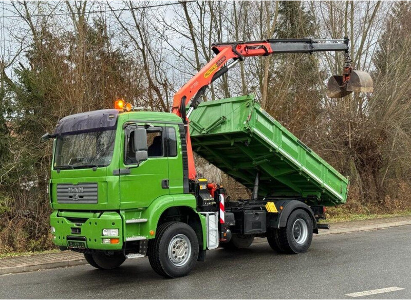 MAN TGA 18.360 Meiller 3-Way Tipper + Crane Palfinger PK 9501 - Camião basculante, Camião grua: foto 1 MAN TGA 18.360 Meiller 3-Way Tipper + Crane Palfinger PK 9501 - Camião basculante, Camião grua: foto 1