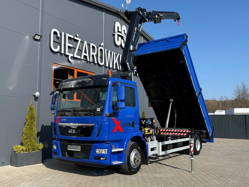 MAN TGM TGL 15.250 / E6 / wywrotka 3-S + HMF żuraw z pilotem / H - Camião basculante, Camião grua: foto 1 MAN TGM TGL 15.250 / E6 / wywrotka 3-S + HMF żuraw z pilotem / H - Camião basculante, Camião grua: foto 1