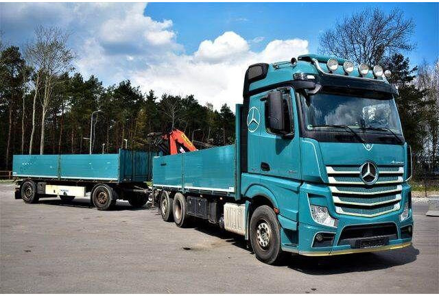 Mercedes-Benz ACTROS 2545 6x2 2545 PALFINGER PK 16001 Kran - Camião de caixa aberta/ Plataforma, Camião grua: foto 1 Mercedes-Benz ACTROS 2545 6x2 2545 PALFINGER PK 16001 Kran - Camião de caixa aberta/ Plataforma, Camião grua: foto 1