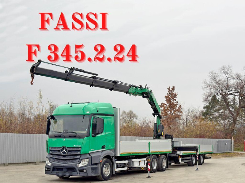 Mercedes-Benz ACTROS 2645 * FASSI F 345.24 + FUNK + Anhänger - Camião de caixa aberta/ Plataforma, Camião grua: foto 1 Mercedes-Benz ACTROS 2645 * FASSI F 345.24 + FUNK + Anhänger - Camião de caixa aberta/ Plataforma, Camião grua: foto 1