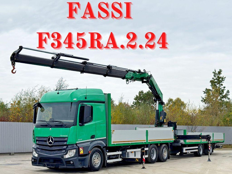 Mercedes-Benz ACTROS 2645* FASSI F345 RA 2.4/FUNK+Anhänger - Camião de caixa aberta/ Plataforma, Camião grua: foto 1 Mercedes-Benz ACTROS 2645* FASSI F345 RA 2.4/FUNK+Anhänger - Camião de caixa aberta/ Plataforma, Camião grua: foto 1