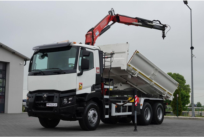 Renault C 380 / 6x4 / WYWROTKA 3 STRONNA  + HDS FASSI F135 / HYDROBURTA - Camião basculante, Camião grua: foto 1 Renault C 380 / 6x4 / WYWROTKA 3 STRONNA  + HDS FASSI F135 / HYDROBURTA - Camião basculante, Camião grua: foto 1