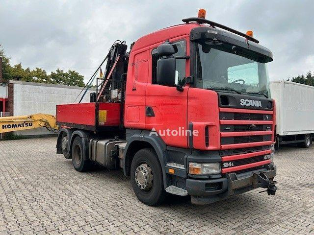 Scania 124 L 470 - Flatbed + crane - Camião de caixa aberta/ Plataforma, Camião grua: foto 2 Scania 124 L 470 - Flatbed + crane - Camião de caixa aberta/ Plataforma, Camião grua: foto 2