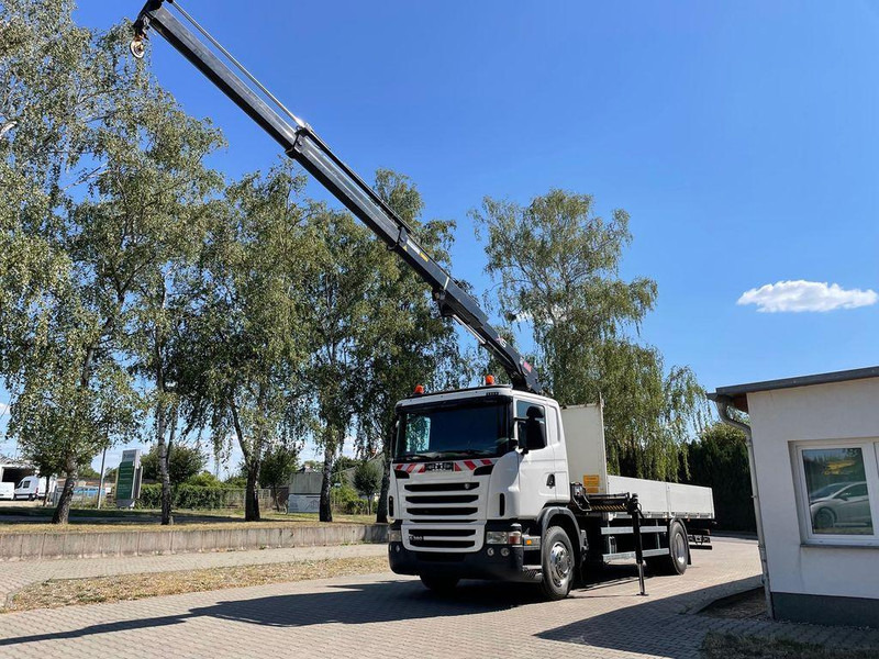 Scania G 380 Pritsche Kran Hiab 122B - Camião de caixa aberta/ Plataforma, Camião grua: foto 1 Scania G 380 Pritsche Kran Hiab 122B - Camião de caixa aberta/ Plataforma, Camião grua: foto 1
