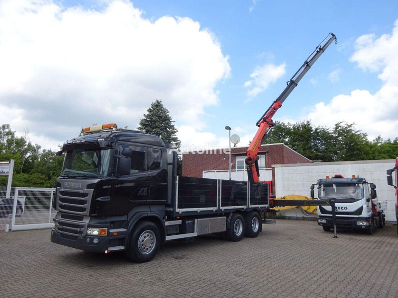 Scania R620 Flatbed + crane PK 22002 EH 6x2 - Camião de caixa aberta/ Plataforma, Camião grua: foto 1 Scania R620 Flatbed + crane PK 22002 EH 6x2 - Camião de caixa aberta/ Plataforma, Camião grua: foto 1