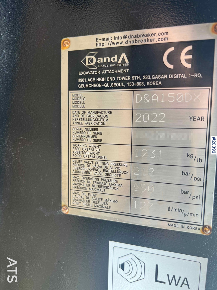 Martelo hidráulico Danda D&A150DX: foto 10