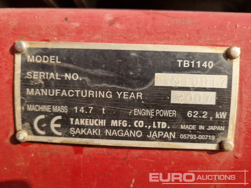 Escavadora de rastos Takeuchi TB1140: foto 37
