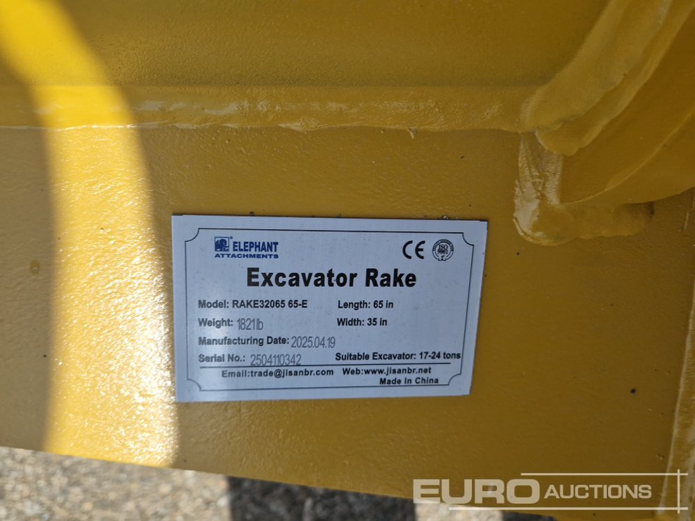 Balde escavadora para Escavadeira novo Unused 2025 Elephant  RAKE32065 65-E: foto 7