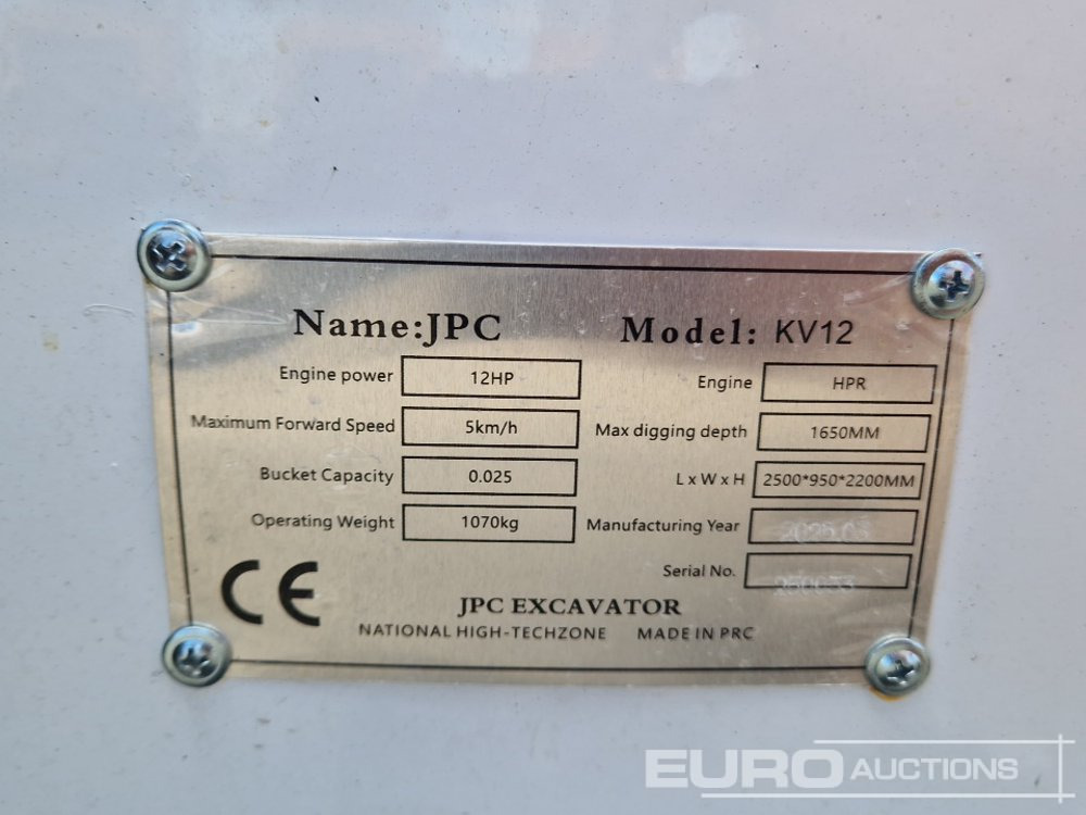 Mini escavadeira Unused 2025 JPC KV 12: foto 45