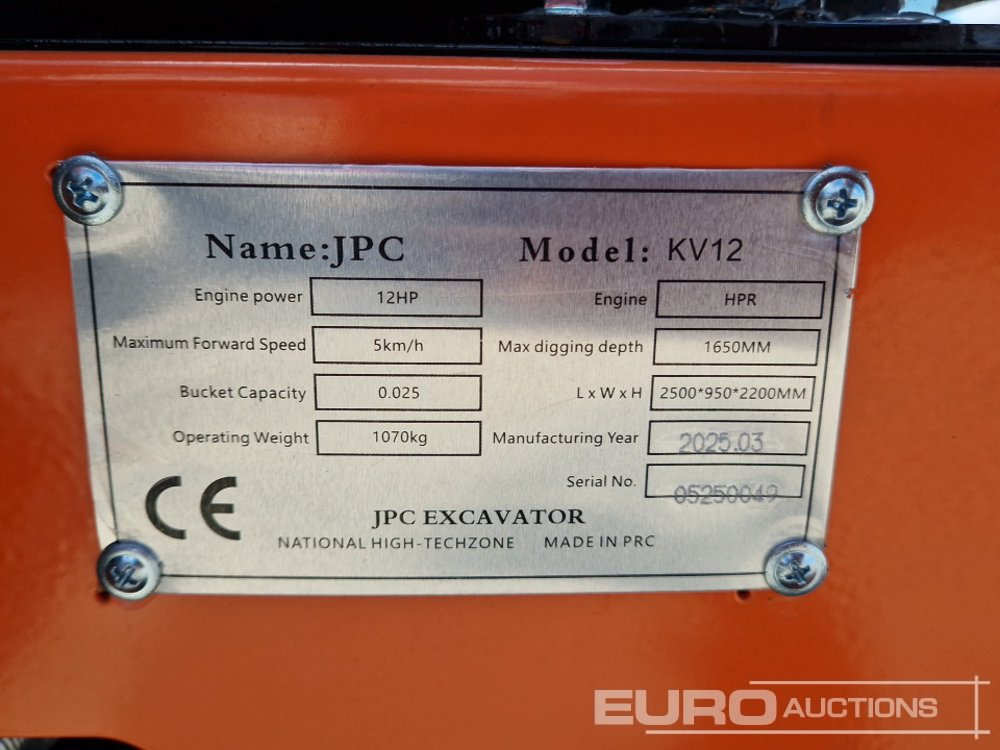 Mini escavadeira Unused 2025 JPC KV 12: foto 39