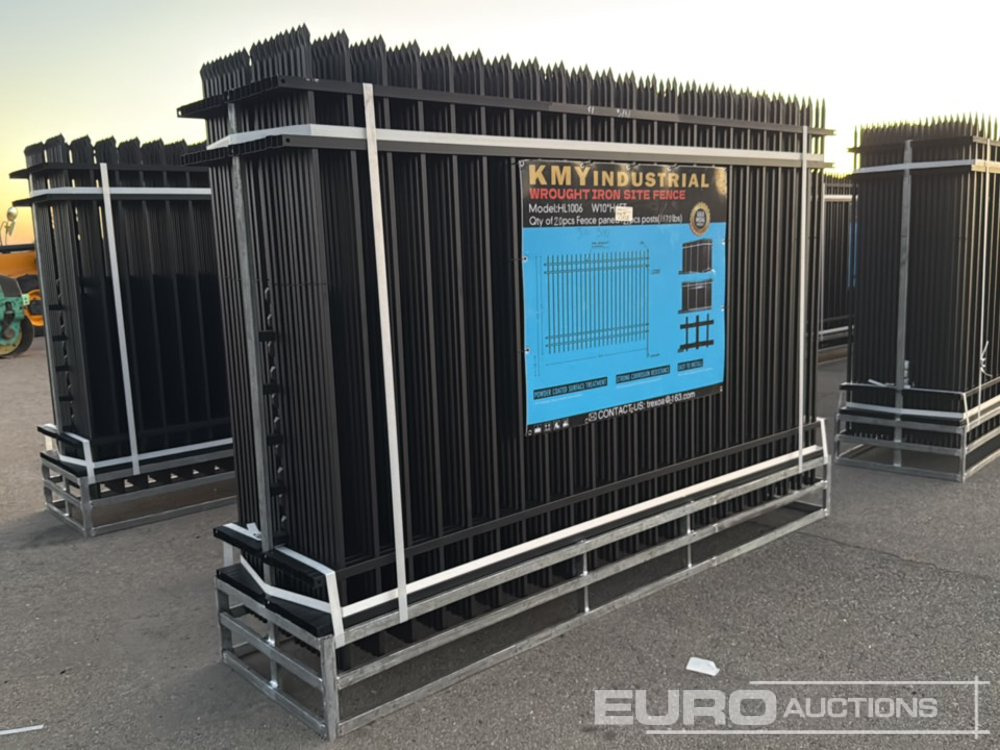 Unused 2025 KMY Industrial Iron Site Fence, Qty (20 of) Fence Panels, (21 of) Posts (W10XH6') Powder Coated Surface - Ferramenta/ Equipamento: foto 1 Unused 2025 KMY Industrial Iron Site Fence, Qty (20 of) Fence Panels, (21 of) Posts (W10XH6') Powder Coated Surface - Ferramenta/ Equipamento: foto 1