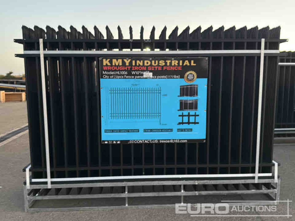 Unused 2025 KMY Industrial Iron Site Fence, Qty (20 of) Fence Panels, (21 of) Posts (W10XH6') Powder Coated Surface - Ferramenta/ Equipamento: foto 2 Unused 2025 KMY Industrial Iron Site Fence, Qty (20 of) Fence Panels, (21 of) Posts (W10XH6') Powder Coated Surface - Ferramenta/ Equipamento: foto 2
