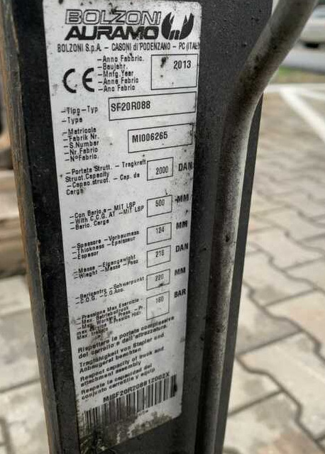 Bolzoni SF20R088 - Equipamento: foto 4 Bolzoni SF20R088 - Equipamento: foto 4