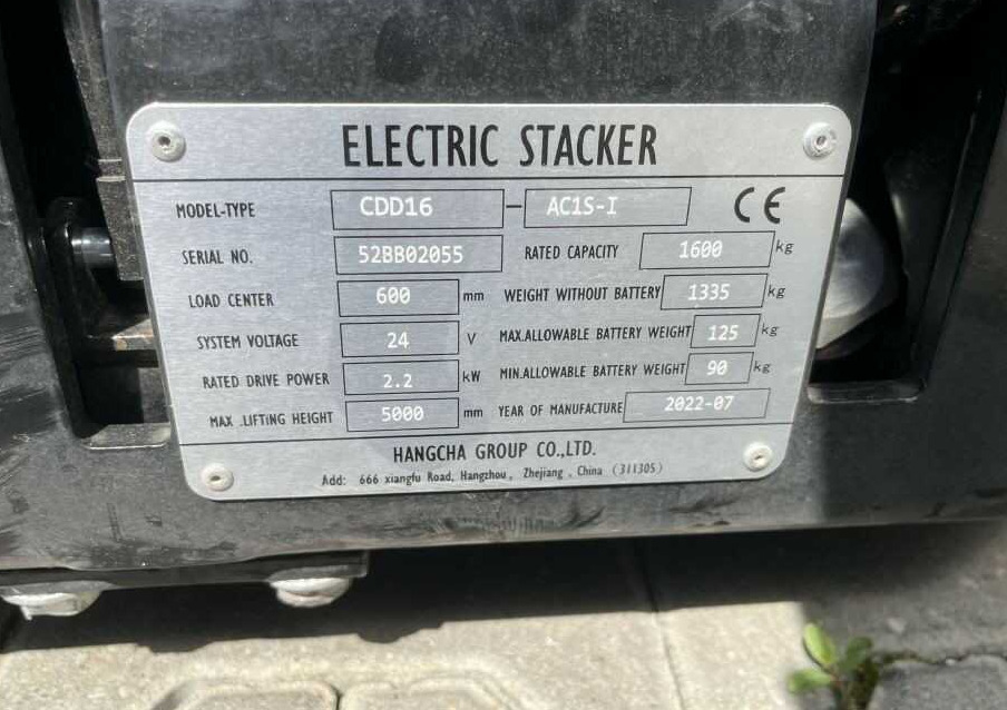 HC (Hangcha) CDD16 - Stacker: foto 4 HC (Hangcha) CDD16 - Stacker: foto 4