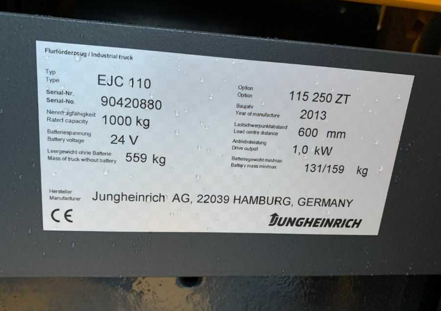 Jungheinrich EJC110 - Stacker: foto 4 Jungheinrich EJC110 - Stacker: foto 4