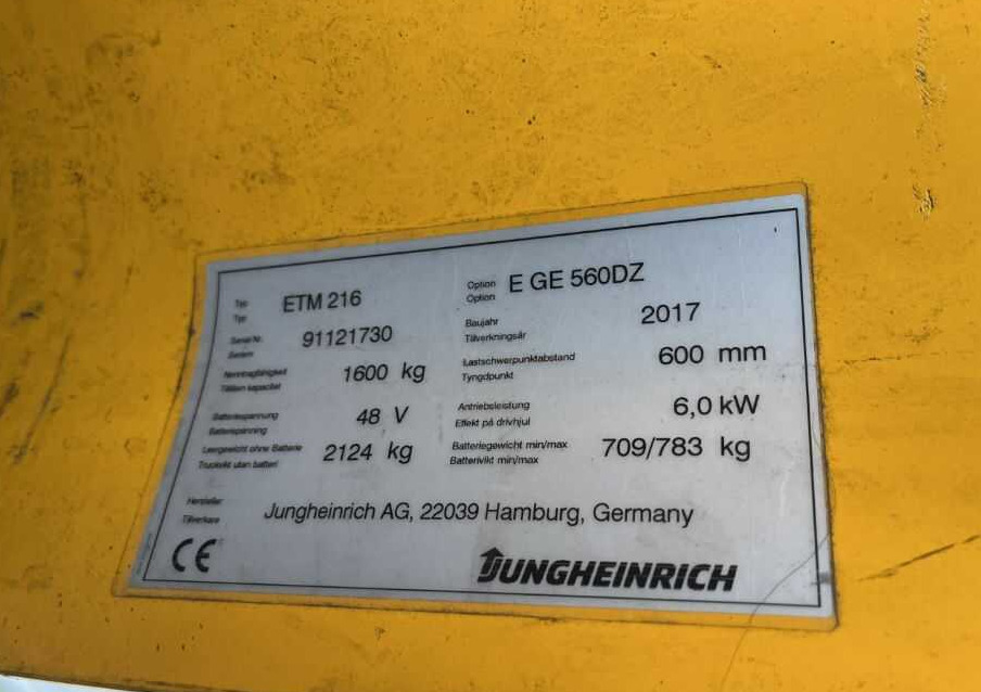Jungheinrich ETM216 - Empilhador retráctil: foto 4 Jungheinrich ETM216 - Empilhador retráctil: foto 4