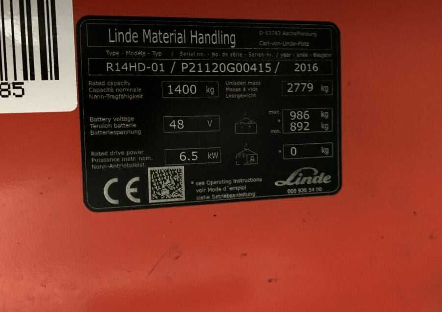 Linde R14HD-01 - Empilhador retráctil: foto 3 Linde R14HD-01 - Empilhador retráctil: foto 3