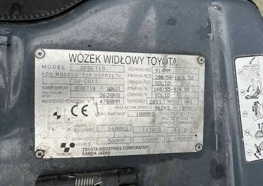 Toyota 8FBET18 - Empilhador elétrico: foto 4 Toyota 8FBET18 - Empilhador elétrico: foto 4
