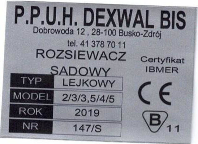 Dexwal rozsiewacz nawozów 300 l - Distribuidor de fertilizantes: foto 4 Dexwal rozsiewacz nawozów 300 l - Distribuidor de fertilizantes: foto 4