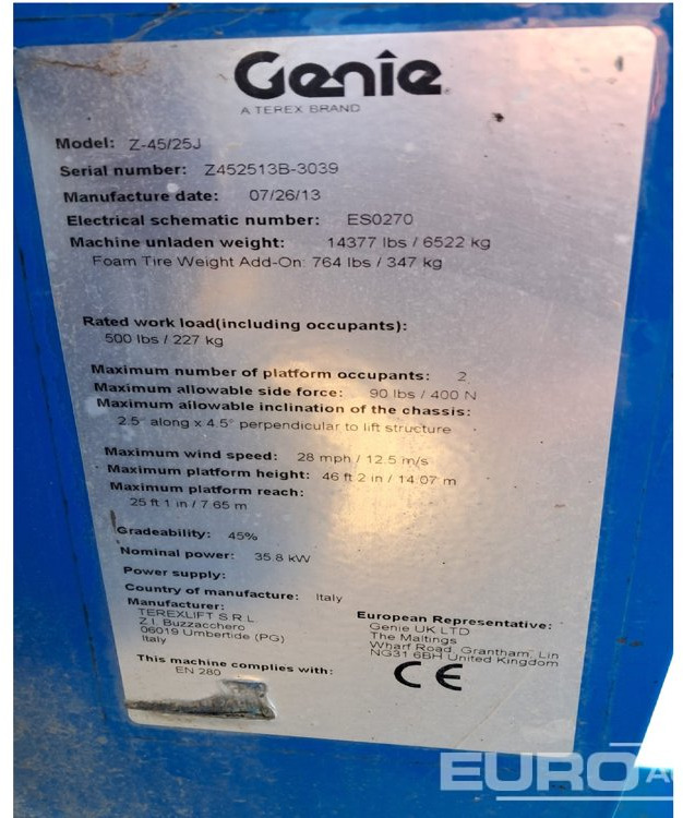 2013 Genie Z45/25 - Plataforma aérea: foto 5 2013 Genie Z45/25 - Plataforma aérea: foto 5
