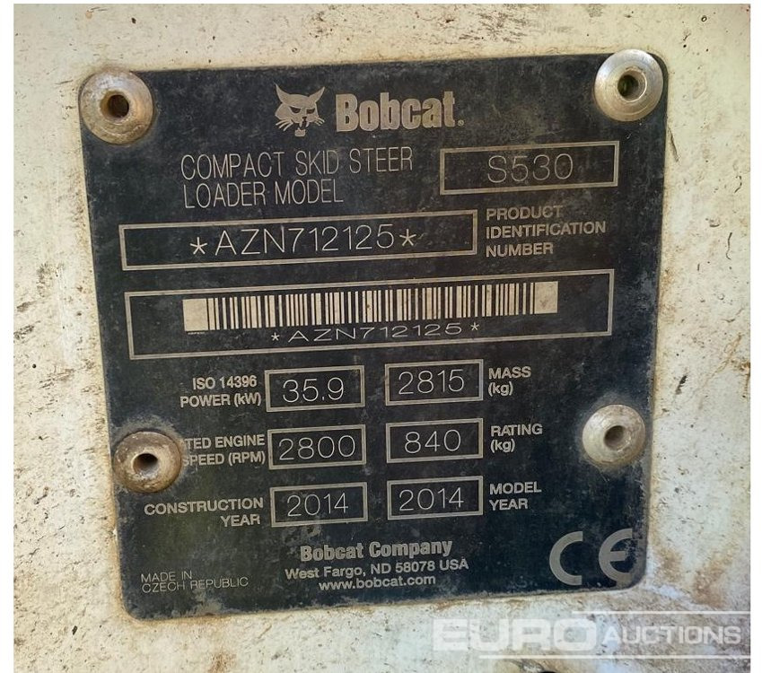 2014 Bobcat S530 - Mini pá carregadora: foto 5 2014 Bobcat S530 - Mini pá carregadora: foto 5