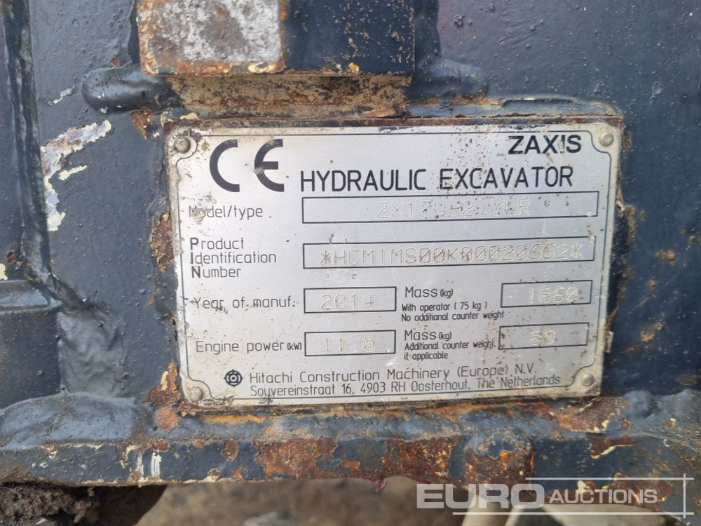 Mini escavadeira 2014 Hitachi ZX17U-2: foto 34
