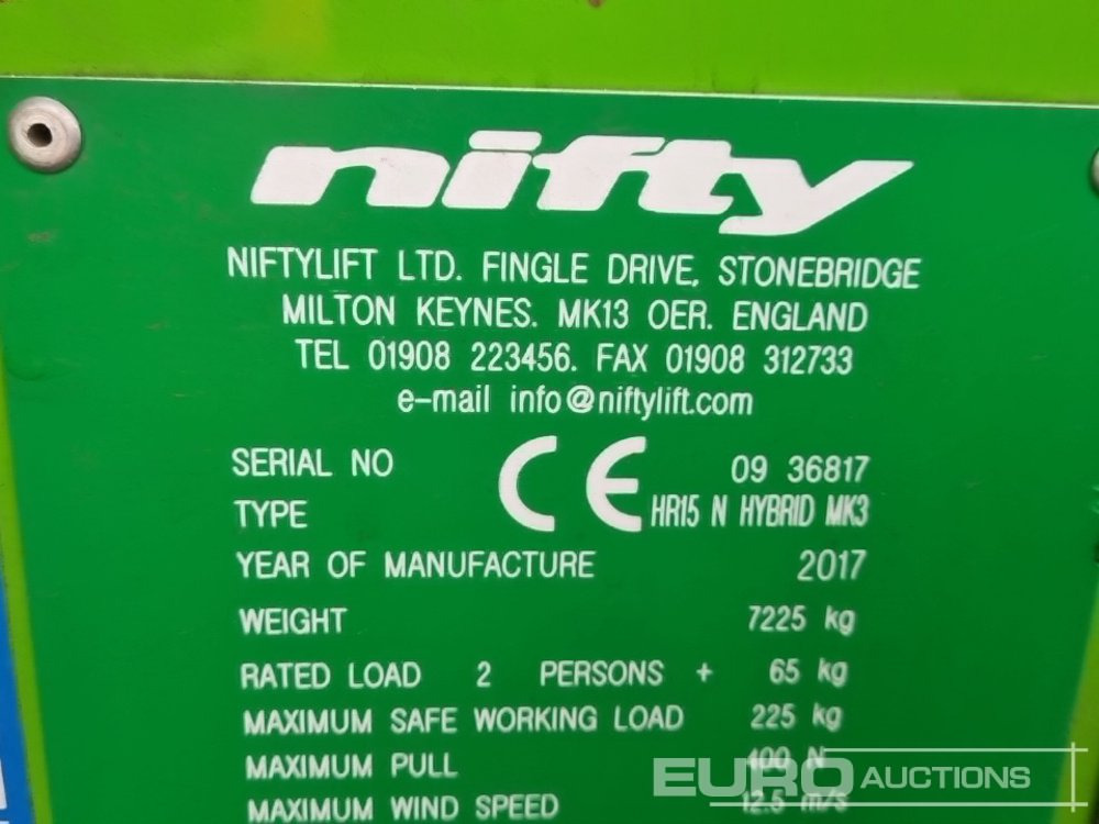 Plataforma aérea 2017 Niftylift HR15N: foto 40