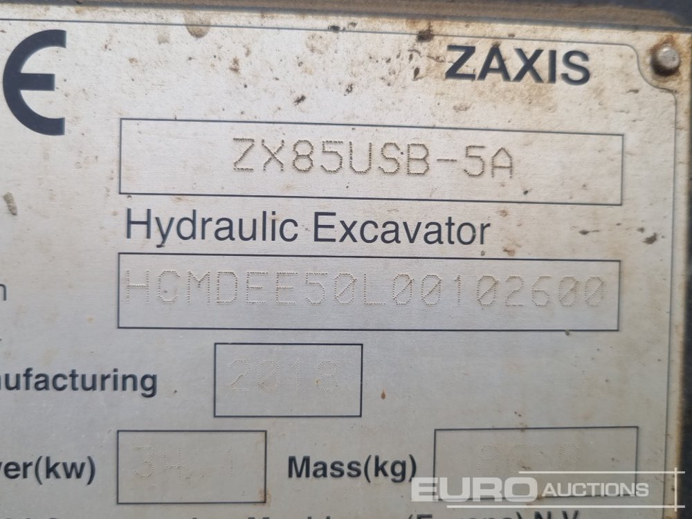 Mini escavadeira 2018 Hitachi ZX85USB-5A: foto 47