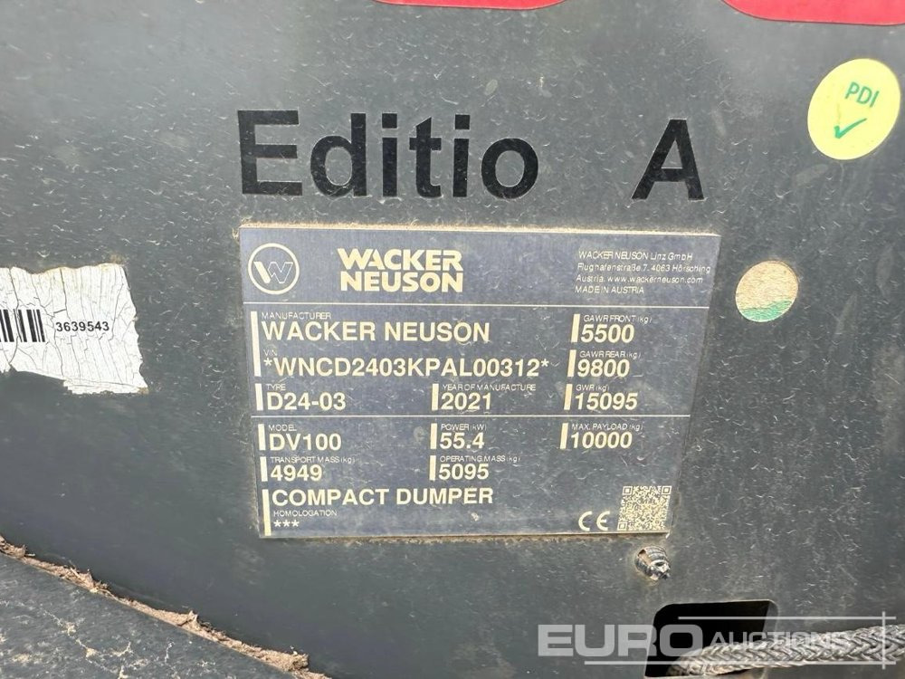 2021 Wacker Neuson DV100 - Tombador: foto 3 2021 Wacker Neuson DV100 - Tombador: foto 3