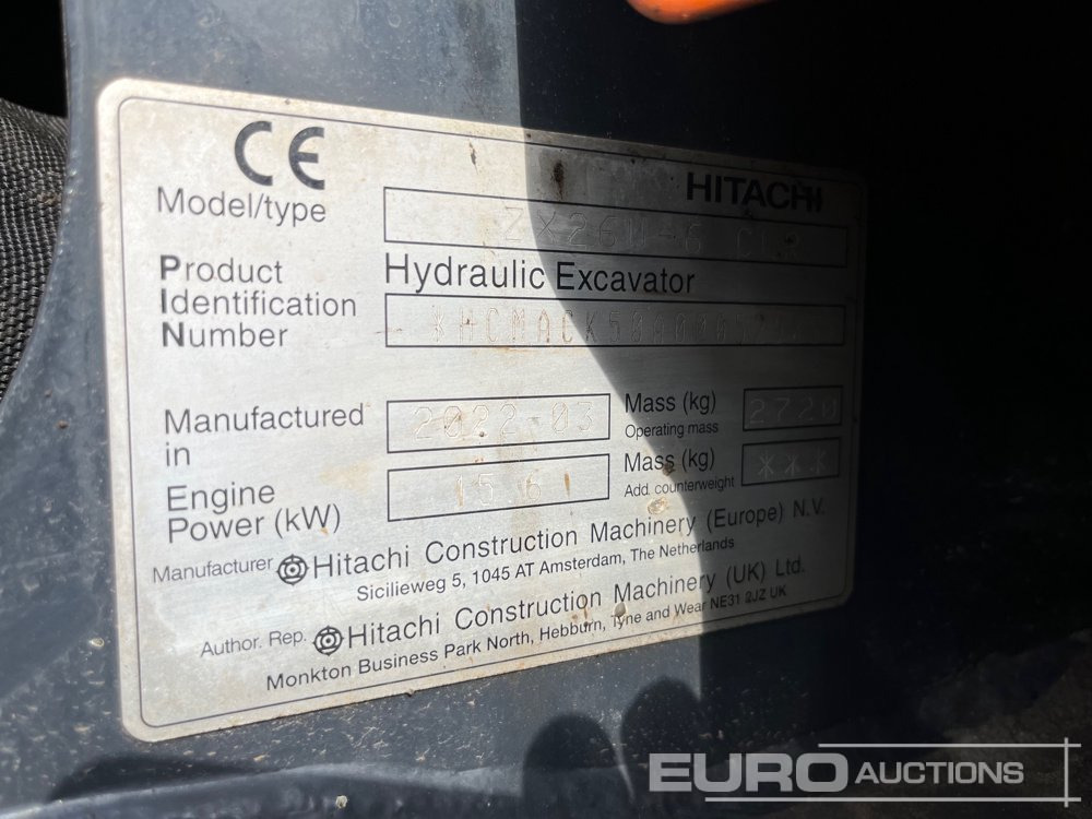 2022 Hitachi ZX26U-6 CLR - Mini escavadeira: foto 3 2022 Hitachi ZX26U-6 CLR - Mini escavadeira: foto 3