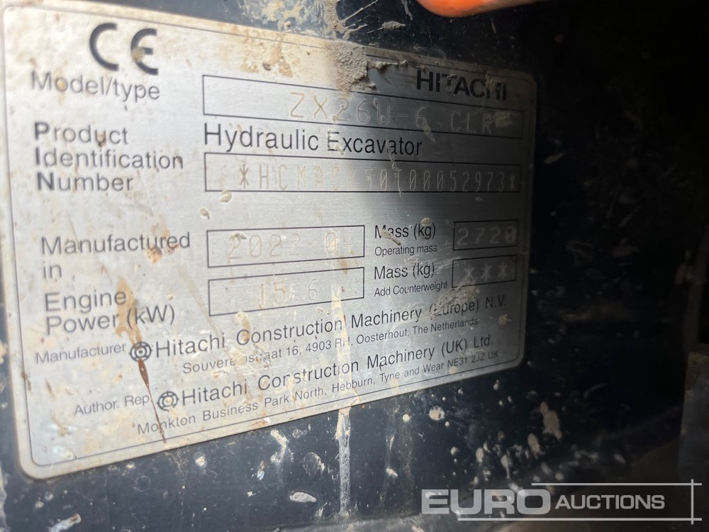 2022 Hitachi ZX26U-6 CLR - Mini escavadeira: foto 4 2022 Hitachi ZX26U-6 CLR - Mini escavadeira: foto 4