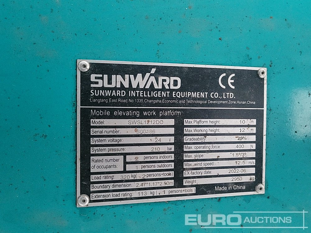 Plataforma aérea 2022 Sunward SWSL1212DC: foto 28