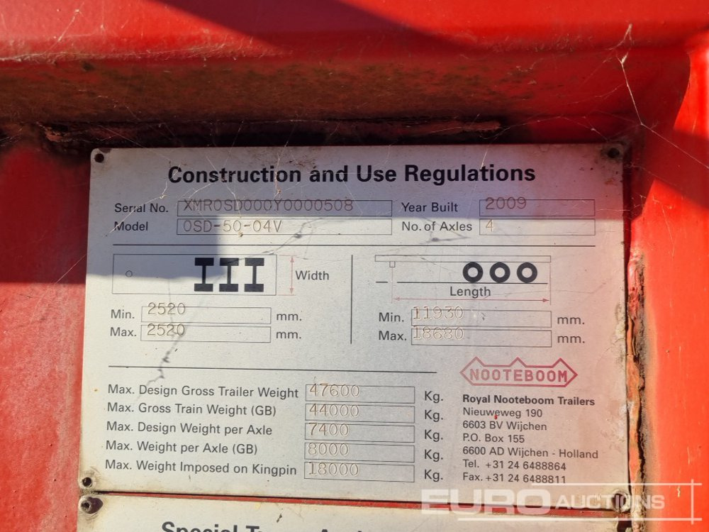 Camião de caixa aberta/ Plataforma Nooteboom 4 Axle Extendable Low Loader Trailer, Twin Axle Rear Steer, Out Riggers: foto 38