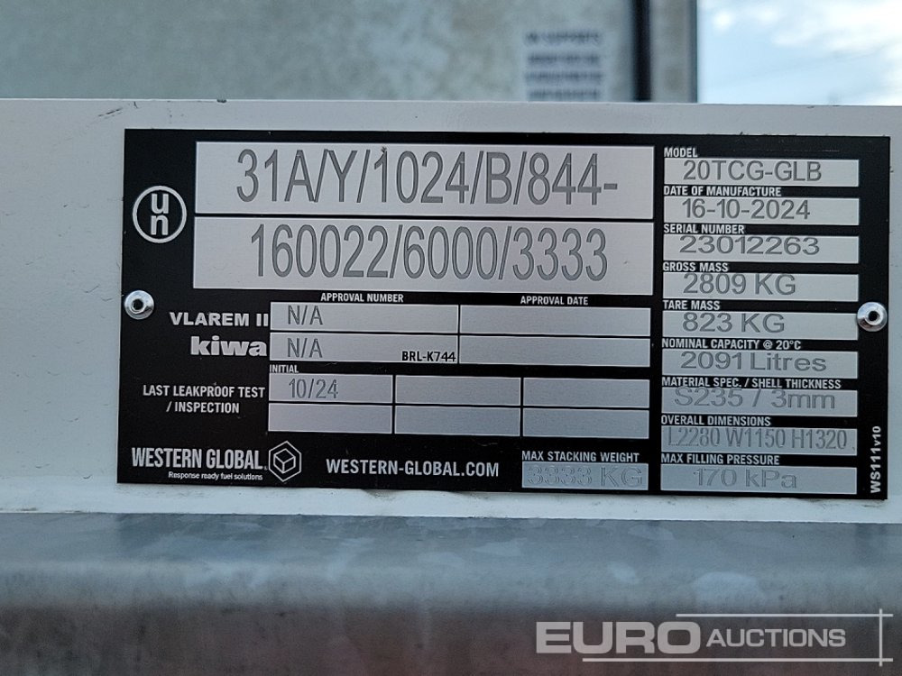 Depósito de armazenamento Unused 2024 Western Global 20TCG-GLB: foto 20