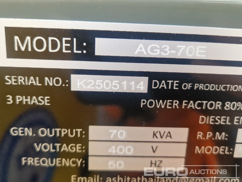 Gerador elétrico Unused 2025 Ashita Power AG3-70E: foto 35