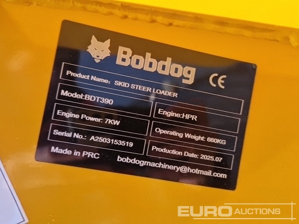 Unused 2025 Bobdog BDT390 - Mini pá carregadora: foto 2 Unused 2025 Bobdog BDT390 - Mini pá carregadora: foto 2