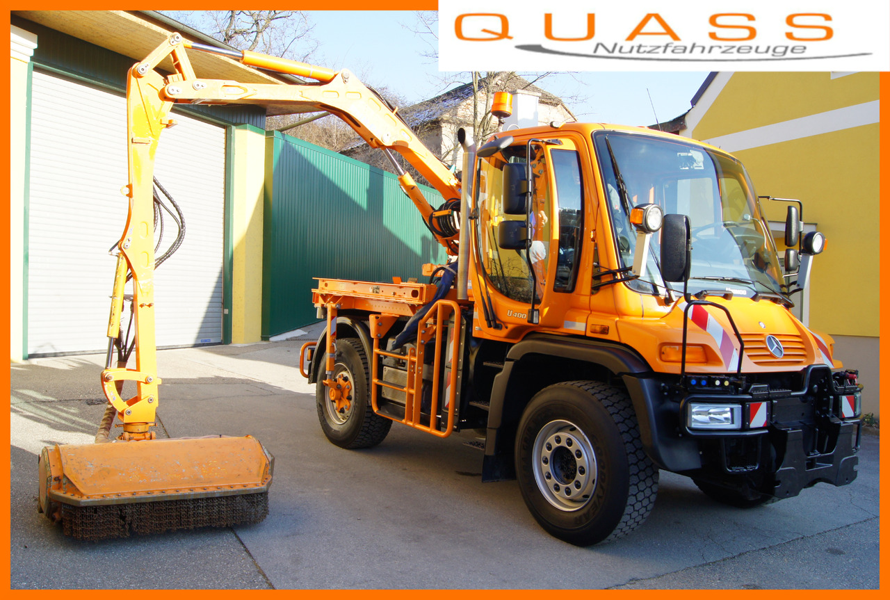 MERCEDES-BENZ Unimog U 400/Hydrostat/Mähtür +MULAG MHU 800 - Camião basculante: foto 1 MERCEDES-BENZ Unimog U 400/Hydrostat/Mähtür +MULAG MHU 800 - Camião basculante: foto 1