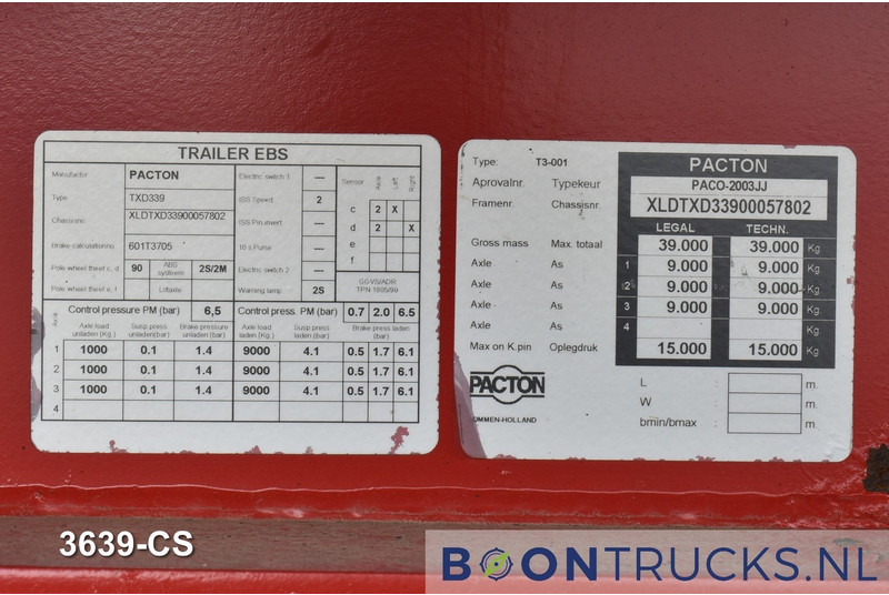 Semi-reboque de lona Pacton T3-001 | SLIDING ROOF * SAF / DISC * NL TRAILER: foto 16