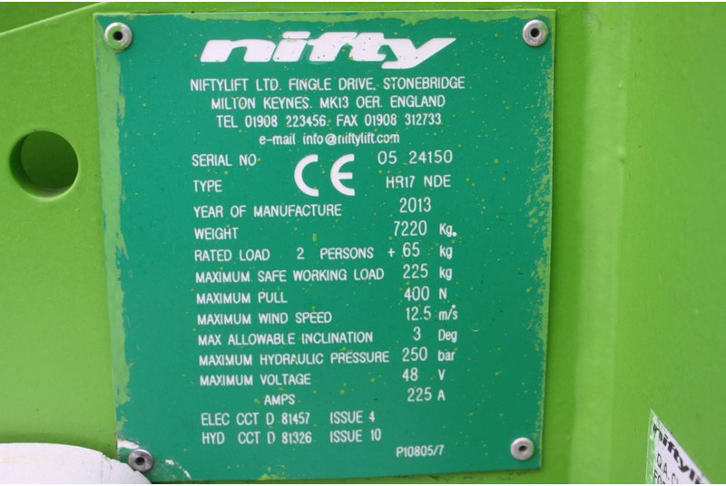 Niftylift HR17 NDE - Plataforma articulada: foto 4 Niftylift HR17 NDE - Plataforma articulada: foto 4