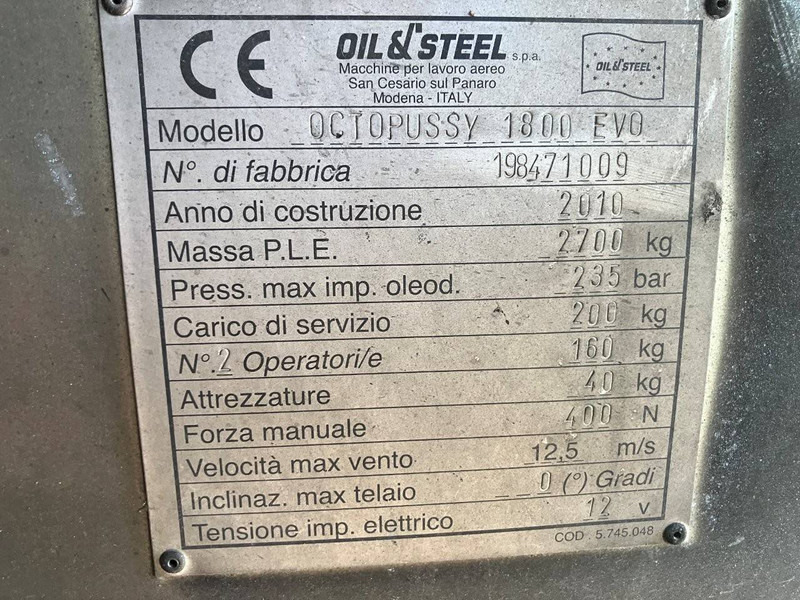 Plataforma articulada Oil&Steel Octopussy 1800 EVO: foto 12