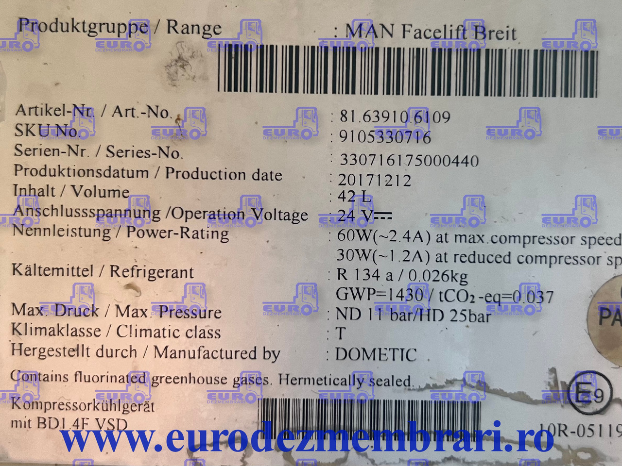 FRIGIDER MAN TGX TG2 81.63910.6109 - Cabine e interior para Camião: foto 3 FRIGIDER MAN TGX TG2 81.63910.6109 - Cabine e interior para Camião: foto 3