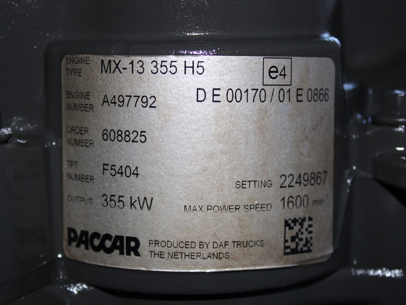 MOTOR DAF XF XG MX-13 355 H5 EURO 6 480CP 2249867 - Motor para Camião: foto 5 MOTOR DAF XF XG MX-13 355 H5 EURO 6 480CP 2249867 - Motor para Camião: foto 5