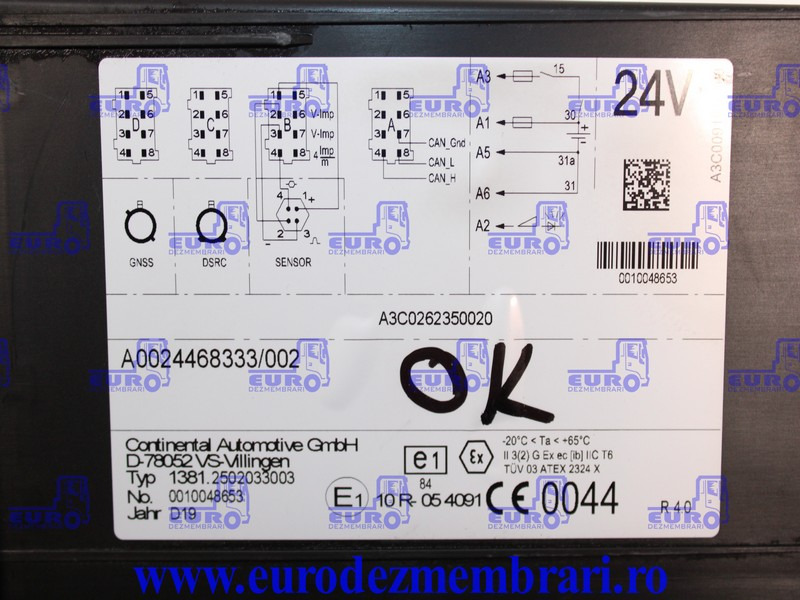 TAHOGRAF CONTINENTAL MERCEDES ACTROS MP5 A0024468333 - Centralina electrónica para Camião: foto 2 TAHOGRAF CONTINENTAL MERCEDES ACTROS MP5 A0024468333 - Centralina electrónica para Camião: foto 2